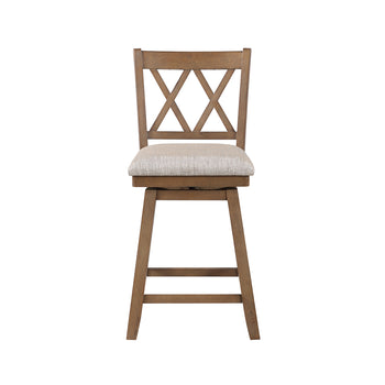 Brookline High Back Wood Swivel Counter Stool with Fabric Seat